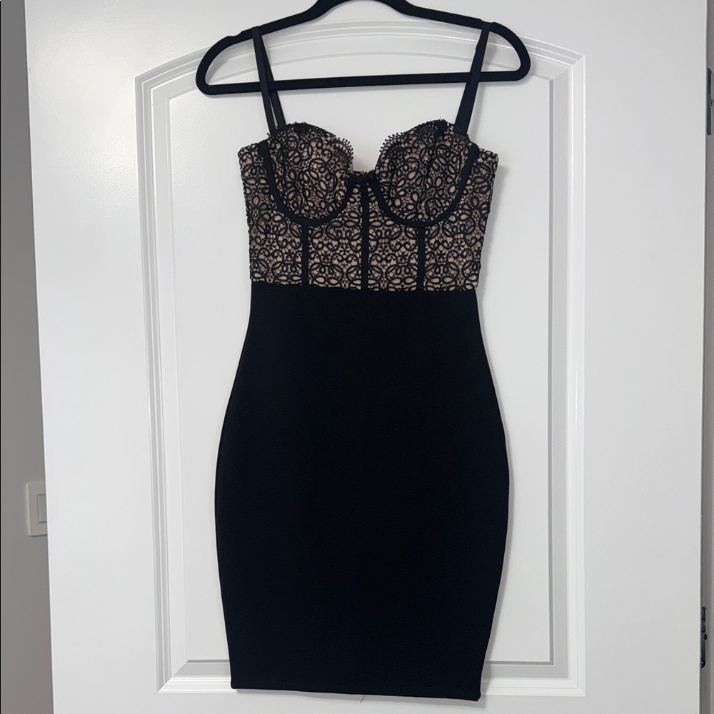 Fashion Nova Black and Gold Mini Dress
